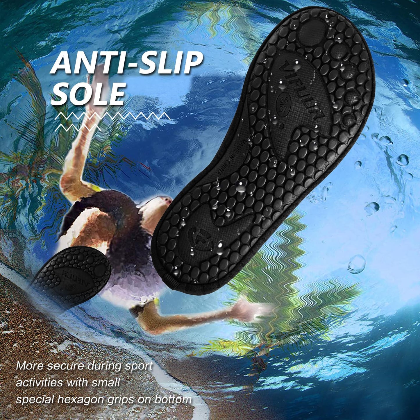 VIFUUR Water Sports Unisex Shoes Black - 9-10 W US / 7.5-8.5 M US (40-41)