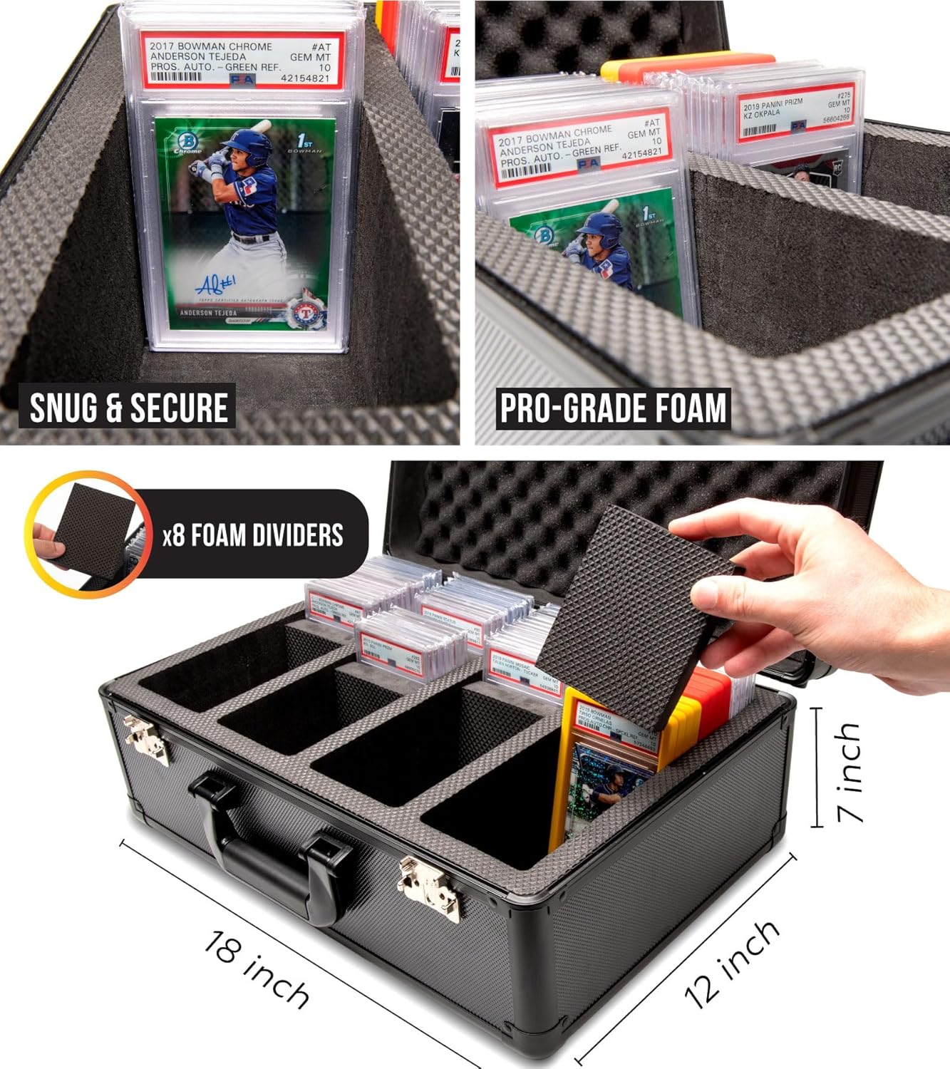 SLAB ARMOR Graded Card Storage Box - Holds 160+ PSA Slabs | Black Case with TSA Approved Lock