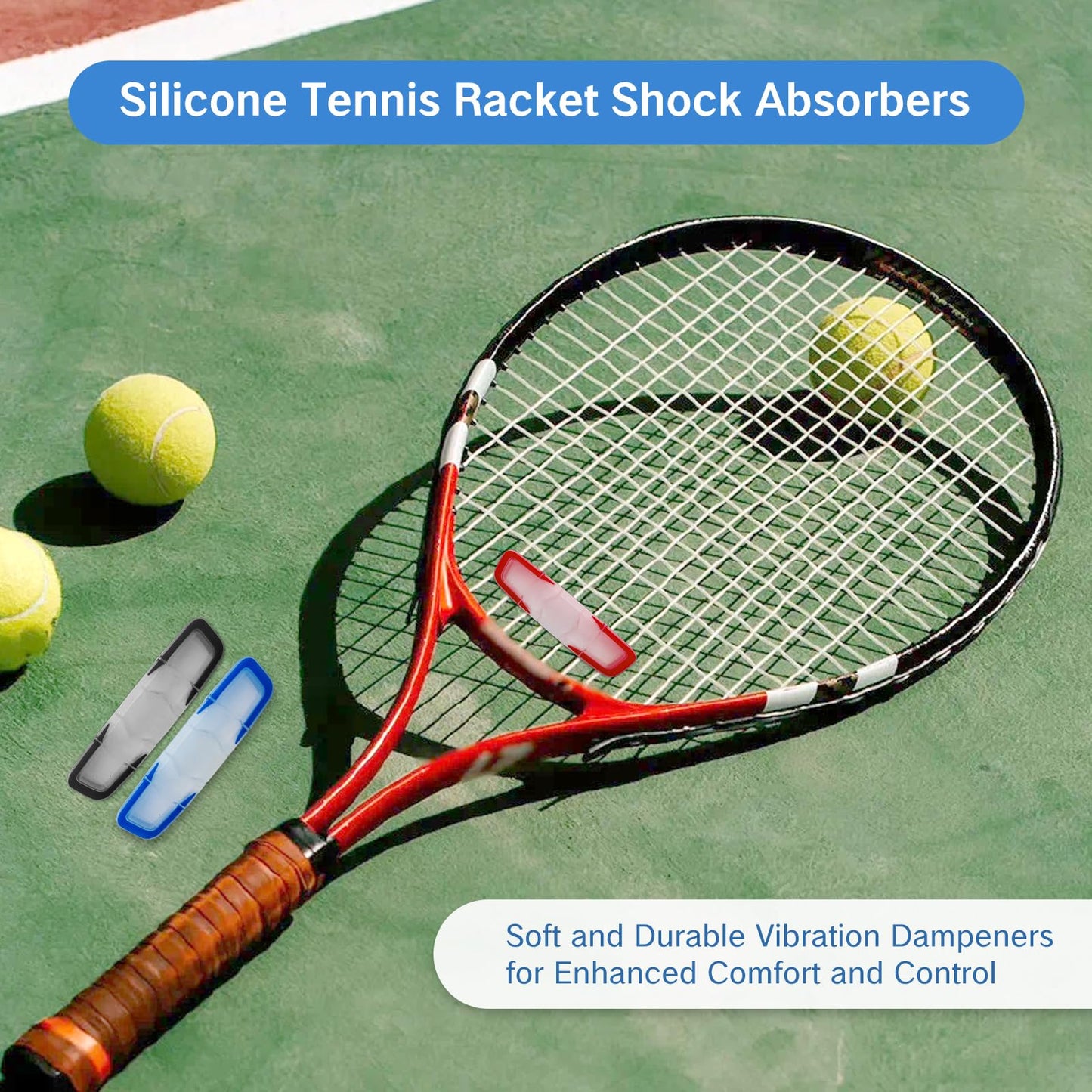 NIIIYTYB 3Pcs Dampers for Tennis Rackets Vibrakill Vibration Dampener Soft Silicone Shock Absorber Long Tennis Racquet Dampeners Vibrokill String Dampners Racquetball Accessories