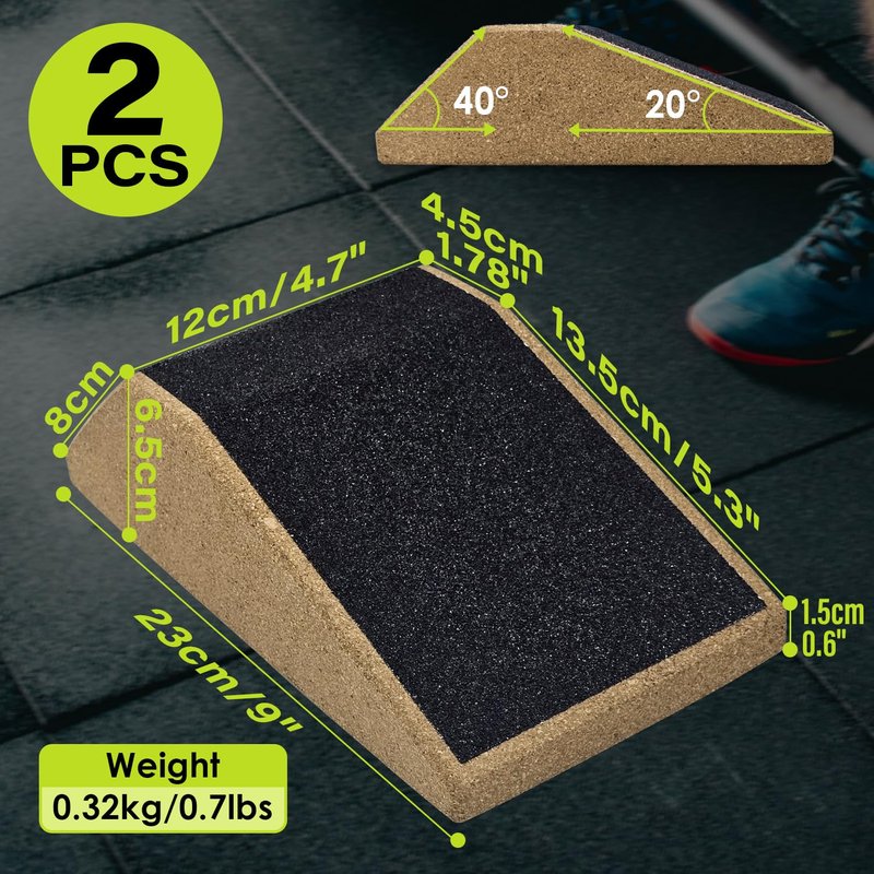 Socpuro 2Pcs Cork Squat Wedge Block, Non-Slip Slant Boards, Ramp Platform for Elevate Heels and Squat Support