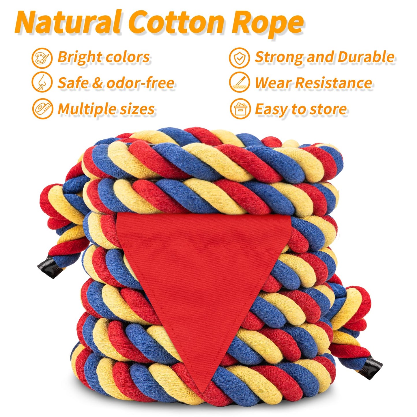 HOKINETY Tug of War Rope for Kids & Adults - 20ft Soft Cotton Outdoor Pulling Rope with Flag for Team Building Activities Field Day Family Reunions Birthday Parties Camping Games