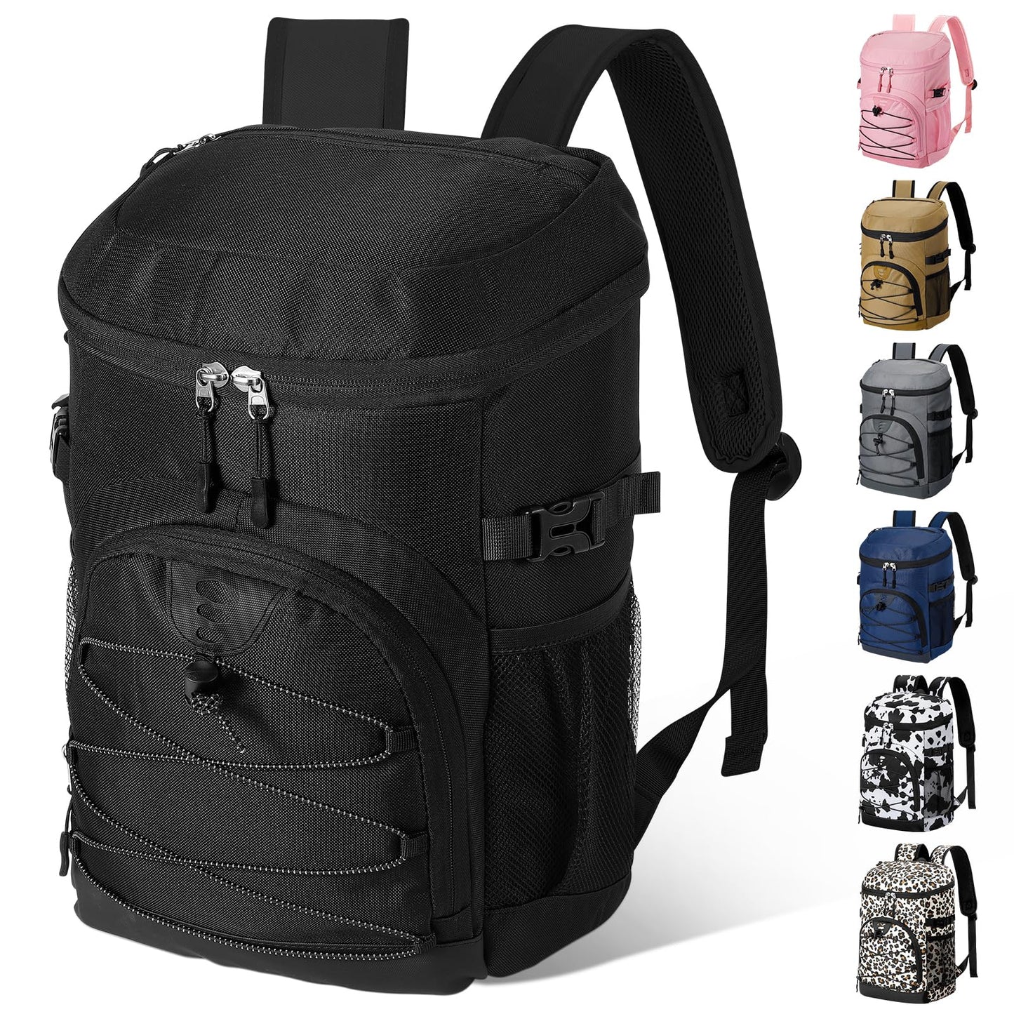 NECKORY Cooler Backpack, Lightweight and Large Capacity Soft Backpack Cooler, Leak Proof Bag for Men Women, Waterproof Insulated Lunch Bag Portable for Camping Traveling Hiking Office (Black)