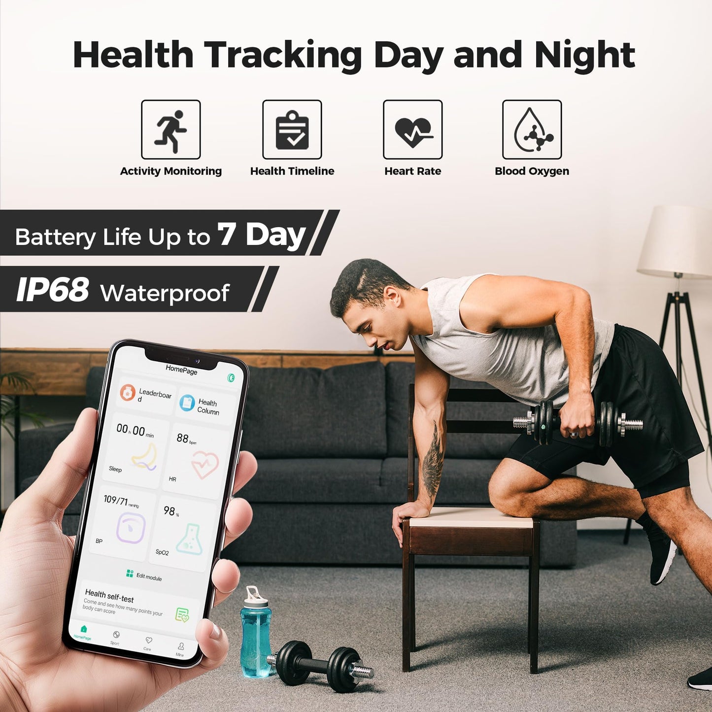 Hugrow Smart Ring for Men Women - Sleep Tracker Ring Monitor for Heart Rate/Calories Bluetooth Ring Contact Sensor for iOS Android #10