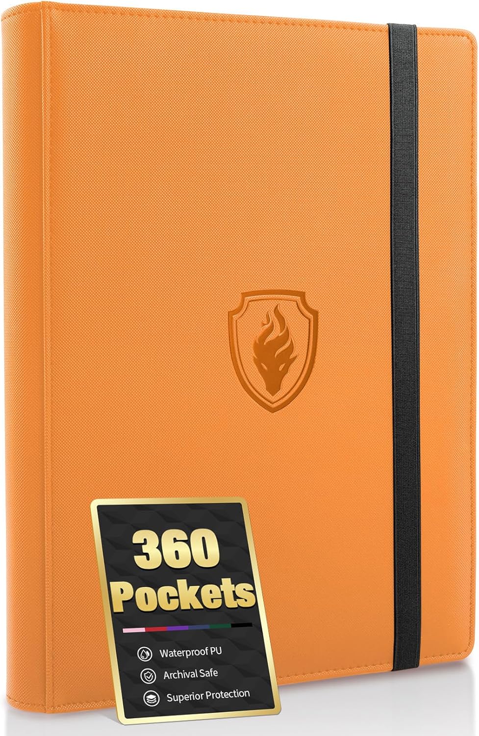 Premium 9 Pocket Card Binder - Sturdy PU Cover Trading Card Album for 360 Cards | Sleek Orange Holder for Game & Sports Cards