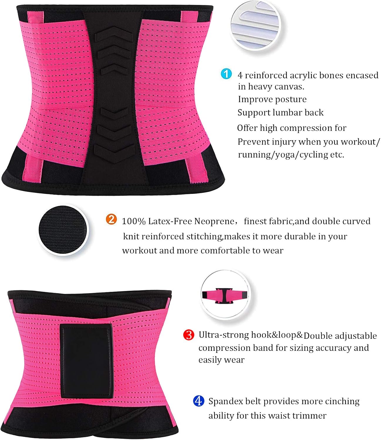 VENUZOR Waist Trainer Belt for Women - Slimming Waist Cincher & Body Shaper | Adjustable Size for Comfort