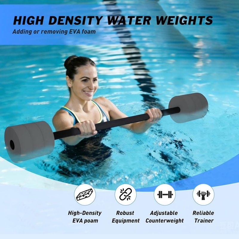 Aquatic Exercise Dumbbells - Water Resistance Fitness Barbells with 4 EVA Foam Weights | Ideal for Water Aerobics & Weight Loss