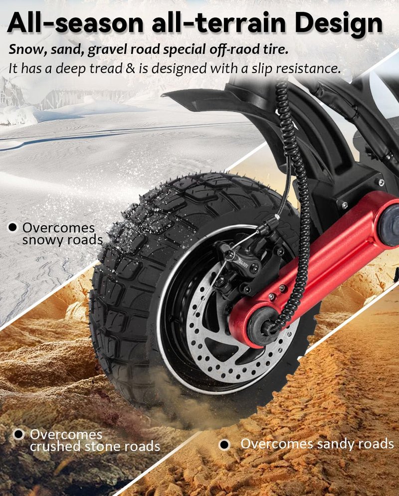 GLDYTIMES 10x2.75-6.5 10 Inch Off-road Rubber Outer Tire with Inner Tube for Speedway 5 Dualtron 3 Hover-1 Alpha JOYOR S Hiboy Titan PRO Electric Scooter Explosion-Proof Shockproof Super-Grip