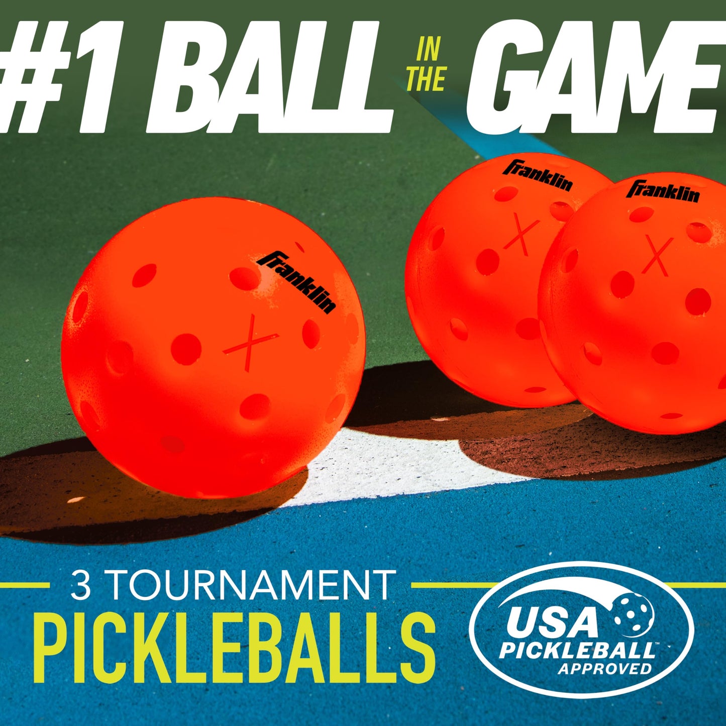 Franklin Sports X-40 Pickleballs - Official Ball of USA Pickleball, APP Tour, US Open - Suitable for Outdoor Courts - Regulation Size, Tournament Grade - Ember (Pack of 36)