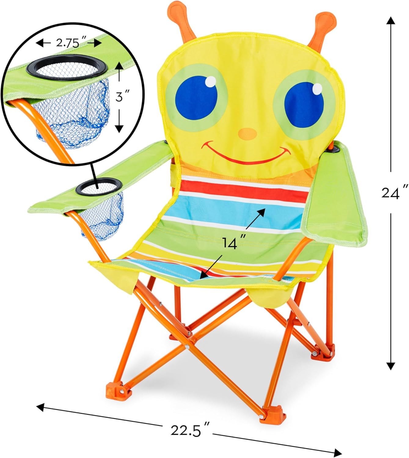 Melissa & Doug Folding Lawn & Camping Chair - Sunny Patch Giddy Buggy Design | Lightweight & Portable