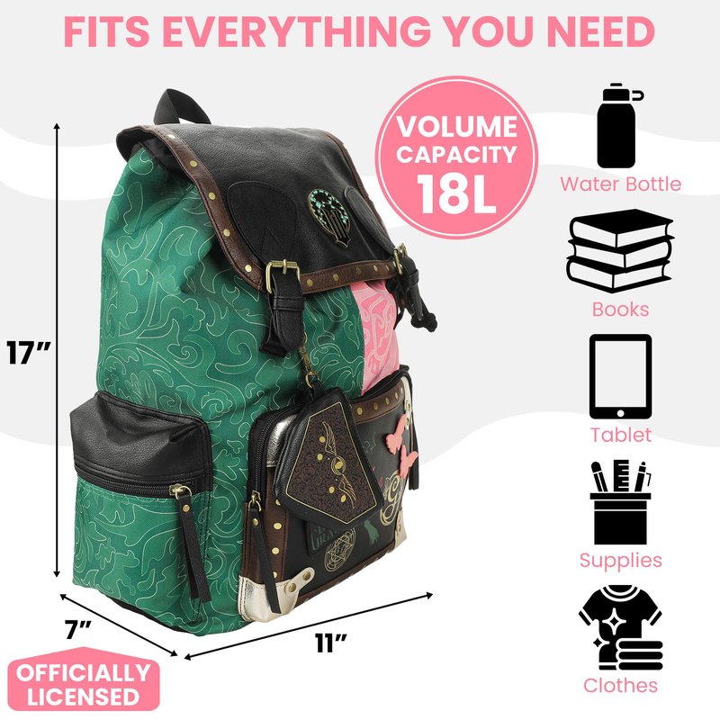 Bioworld Wicked Magical Icons Spilt 18" Pink & Green Rucksack