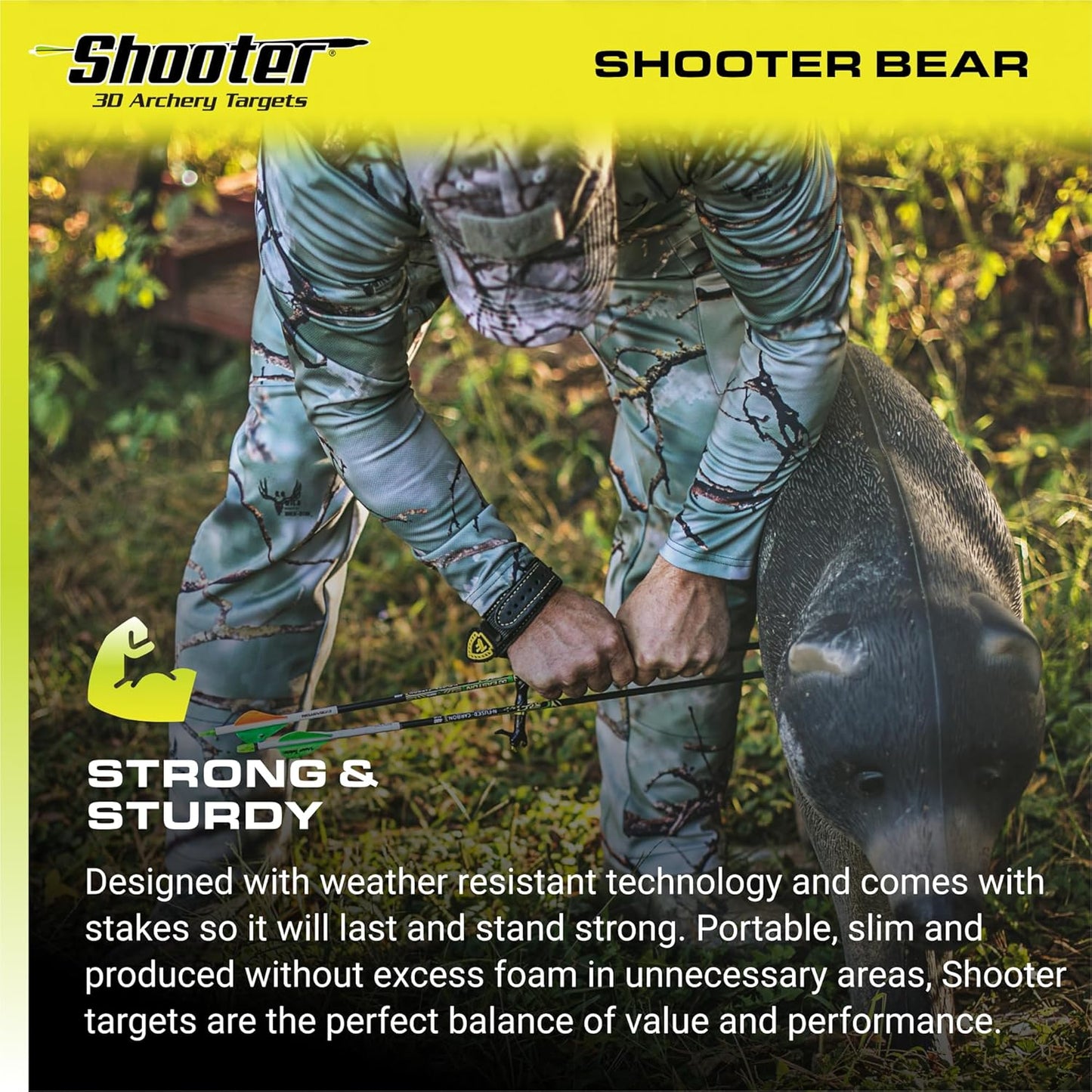 3D Archery Bear Target - Realistic Shooter Design | Black, One Size