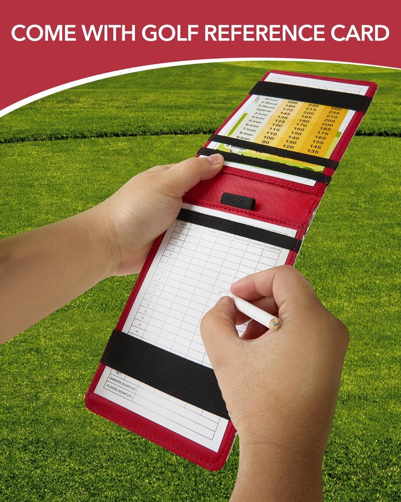KALAUTO Golf Scorecard Holder Set,Included Crocodile Pattern Golf Scorecard Book & Golf Club Distance Chart,Golf Yardage Book Cover Case,Must Have Golf Accessories for Men,Women,Holder size 7" x 4.25"