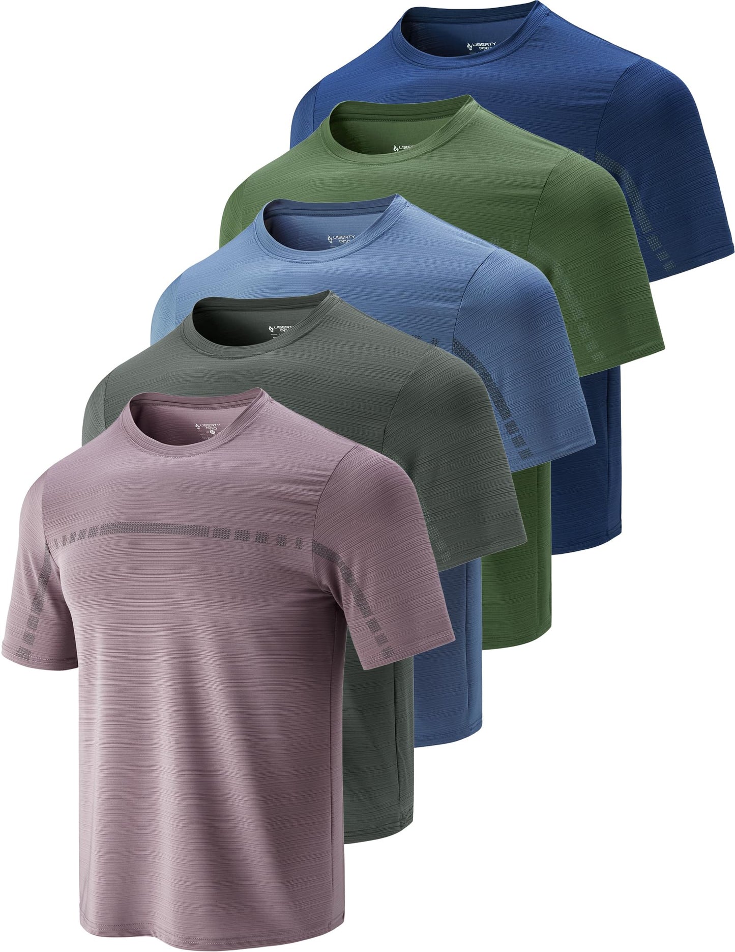 5 Pack Men’s Active Quick Dry Crew Neck T Shirts | Athletic Running Gym Workout Short Sleeve Tee Tops Bulk (Set 12, XX-Large)
