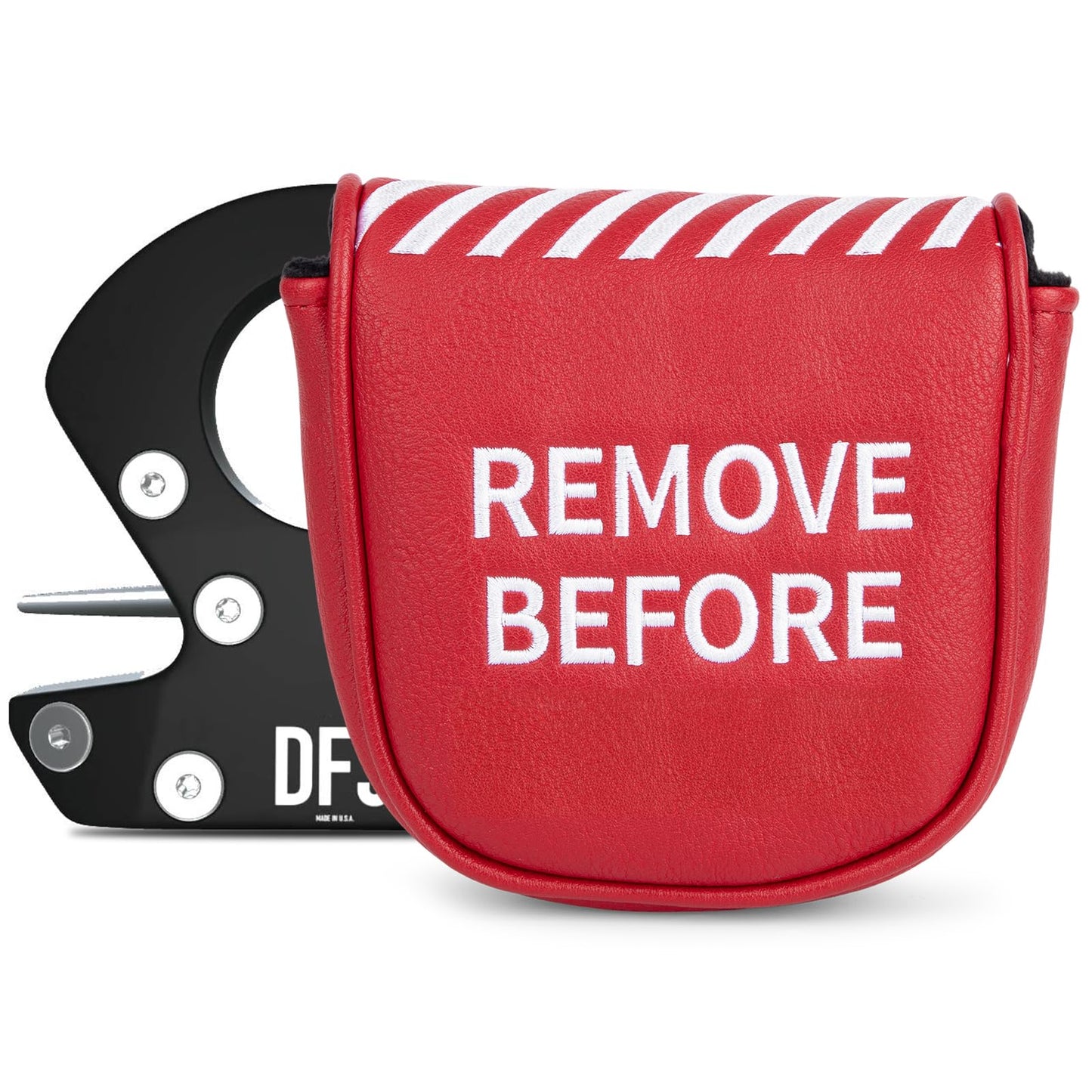 Golf Mallet Putter Cover Golf Headcover, Magnetic Closure Premium Leather Do Not 3Putt Golf Head Covers Fits Golf DF3 Putter Poker Ace Mallet Putter Headcover (RBF)