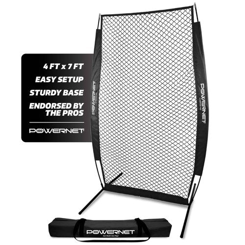 PowerNet Portable Baseball Practice Net for Pitching and Hitting, Softball Pitching Net, Pop Up Batting Cage Net Coach Shield from Errant Throws, Backyard Outdoor Training, 7 FT I-Screen (Black)
