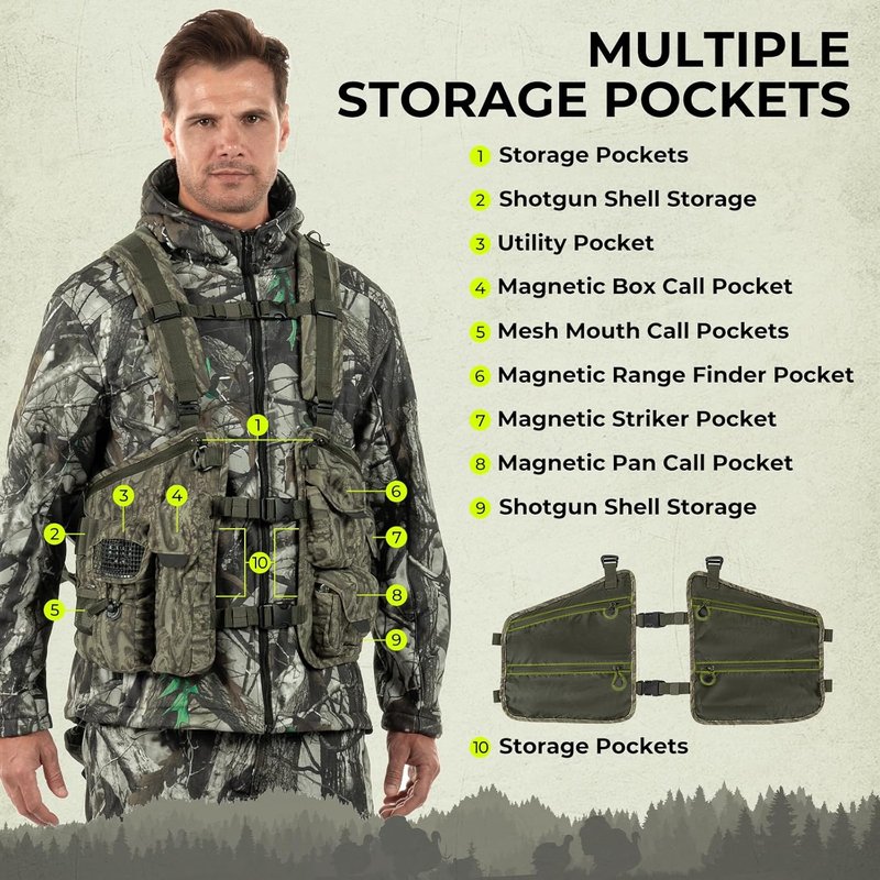 KastKing BearHauler Turkey Hunting Vest - Convertible Daypack, Thick Seat, Hydration Pocket | Quiet Fabric, Multiple Pockets
