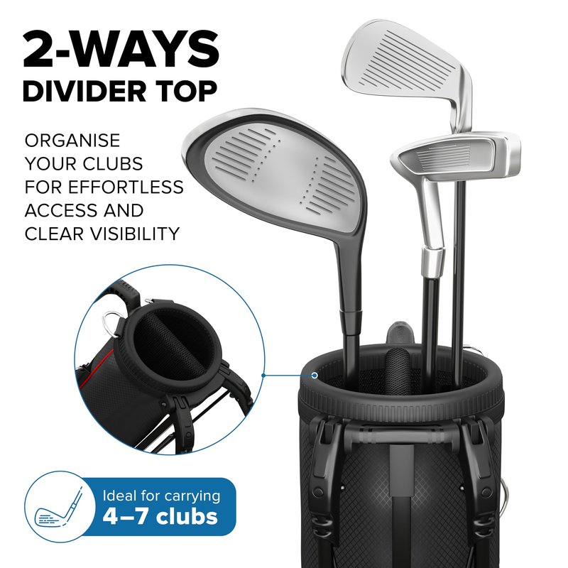 NovaTour Ultra Lightweight Golf Bag for Par 3 and Executive Courses, Smart Storage, Stable Stand, Ball and Tee Holders (Inferno Black/Red)