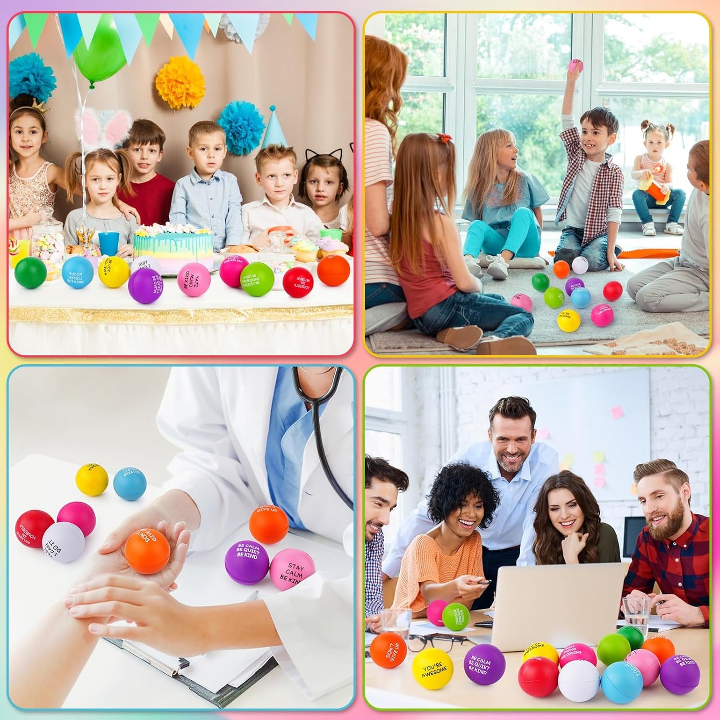 Stress Balls for Adults - 100PCS Foam Squeeze Stress Relief Toys | Perfect for Office, Classroom & Parties