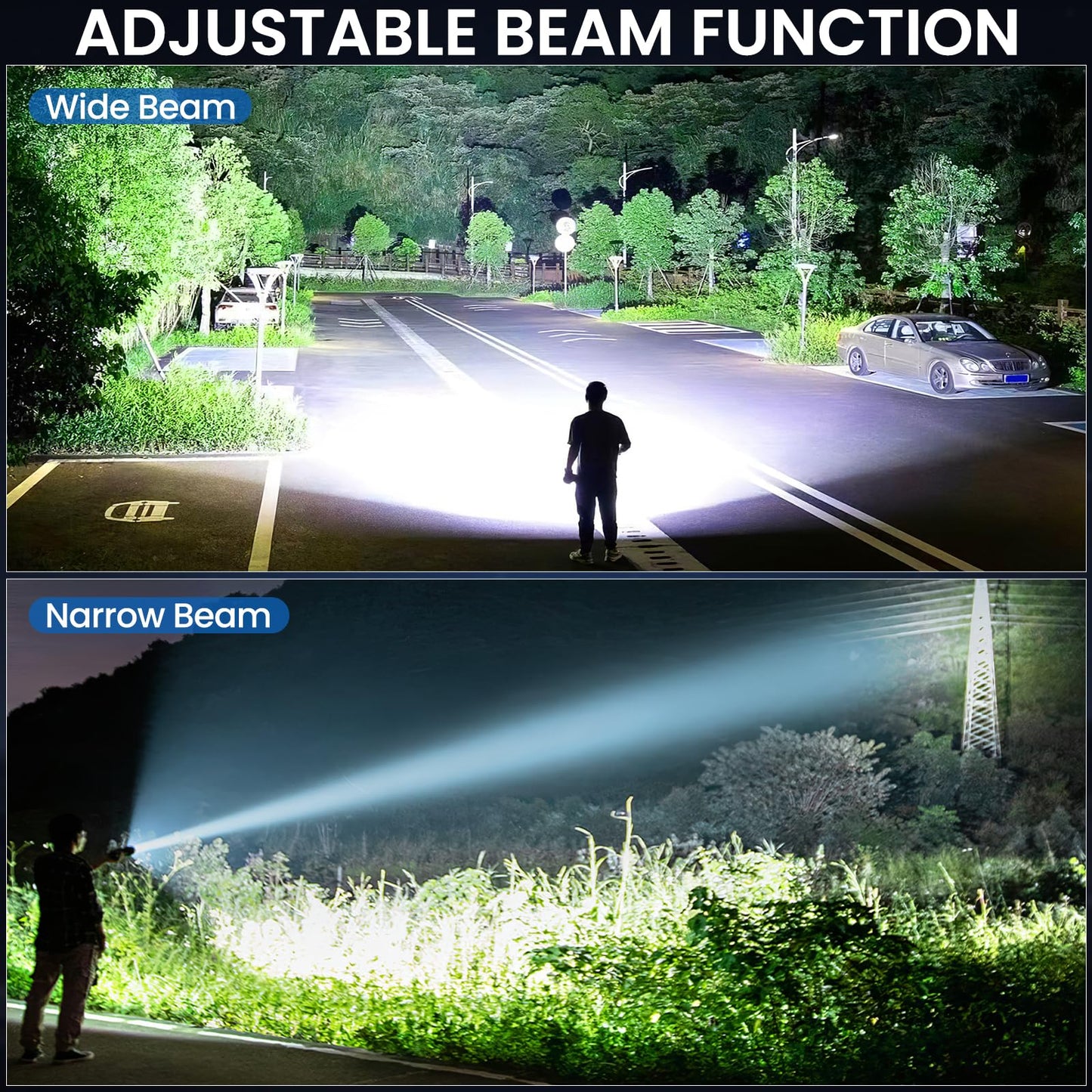 BEFAMALI 4 Pack Flashlight Rechargeable High Lumens, 99000LM Flash Light, Adjustable LED Bright Flashlights with 5 Modes & USB Cable, Waterproof Powerful Flashlight for Home Camping Outdoor