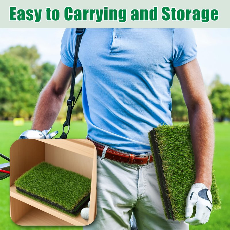 CalmBloom Golf Practice Mat 3-in-1 Turf Golf Hitting Mat for Swing, Putting & Chipping | Portable Golf Training Mat Indoor/Outdoor, Golf Mat with 8 Tees