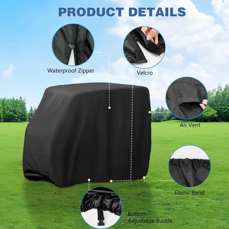 Jungda Golf Cart Cover,Waterproof Universal 4 Passenger Golf Cart Covers,Golf Cart Accessories for Outdoor Storage Protective - 120"L x 55"W x 78"H