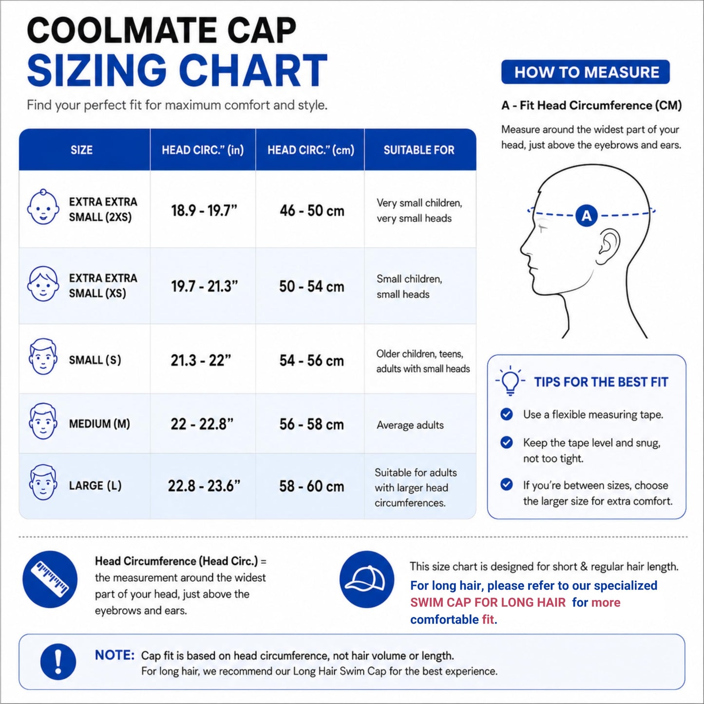 COOLMATE Fabric Swim Cap for Kid 3 4 6 8 14 16, Silicone Water Resistant Layer, Cloth Swim Cap Gifts for Swimmers, Lightweight for Pool, Lap Swimming (1 pc) (Legend Ink, S)
