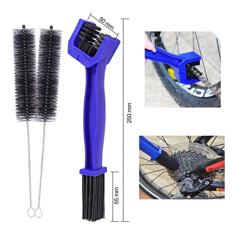 Oumers Bicycle Clean Brush Kit, 10pcs Motorcycle Bike Chain Cleaning Tools Make Chain/Crank/Tire/Sprocket Cycling Corner Stain Dirt Clean, Durable/Practical fit All Bike