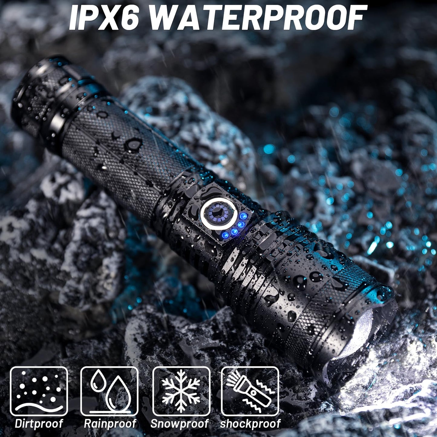 UOATEPC Rechargeable Flash Light Flashlights High Lumens, 990000 Lumens Super Bright LED Tactical Flashlight, 5 Modes IPX6 Waterproof, Powerful Handheld Flashlights for Camping Emergency Outdoor