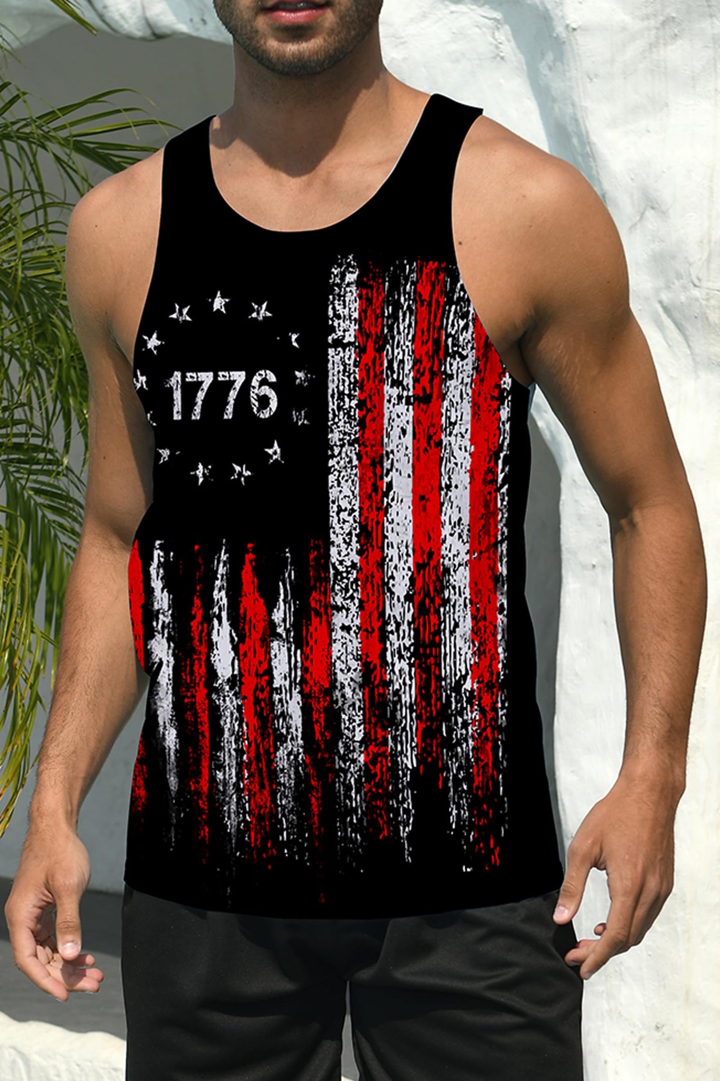 RAISEVERN Mens American Flag Tank Tops 4th of July Sleeveless Shirt 1776 Summer Beach Quick Dry Top Shirts Cool Breathable Patriotic USA Graphic Workout Muscle Tee for Guys Medium