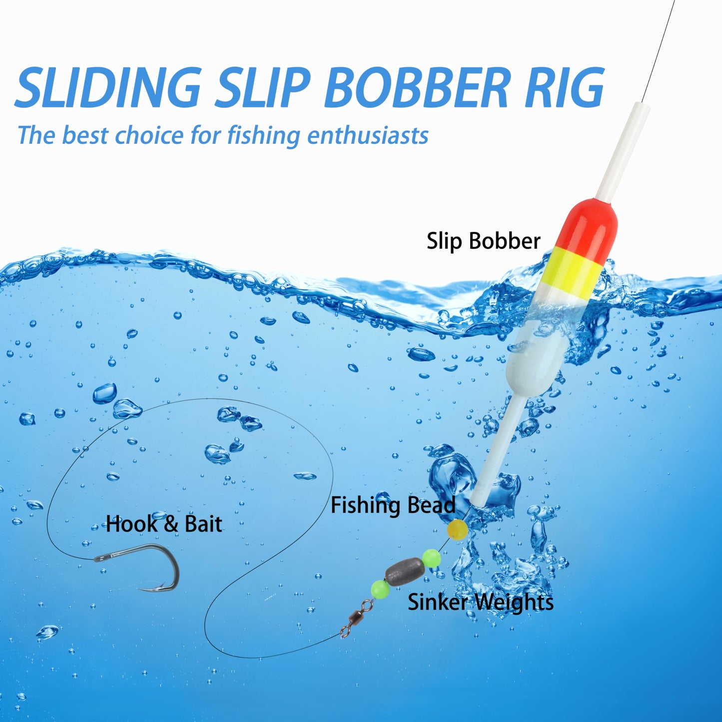 AGOOL Fishing Bobbers Floats Wood Slip Bobbers Stick Slip Floats for Crappie Panfish Walleyes Trout Bass Fishing 5/10pcs (2.44 x 0.59 x 5 inch - 10pcs)