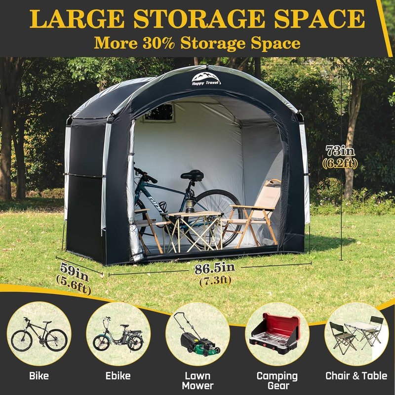 Portable Bicycle Storage Shed Tent - Waterproof 210D Oxford Fabric | Holds 2-8 Bikes, Ideal for Garden Tools & More