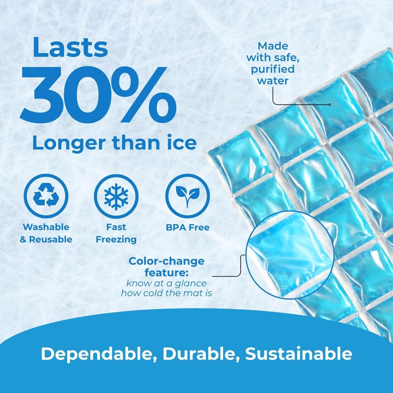 ICY-COOLS Reusable Ice Packs for Coolers - Flexible Ice Sheets, Flat and Long-Lasting for Camping or Lunch Boxes, 8x12, 1 Pack (Blue)