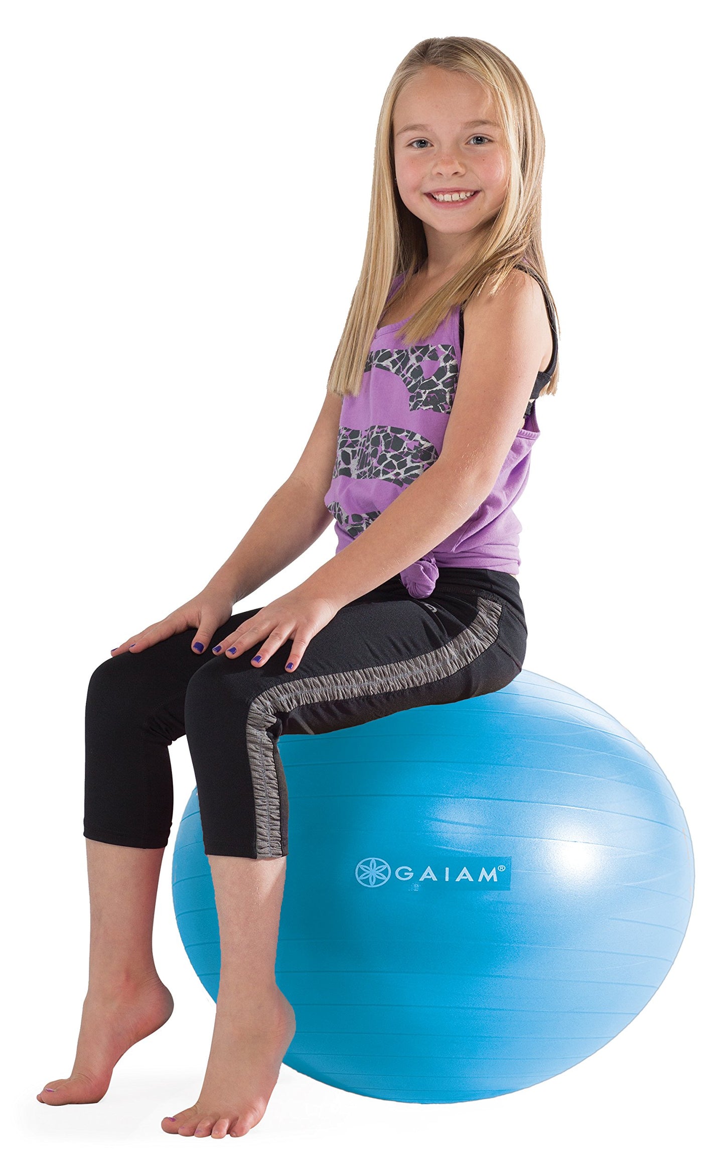 Gaiam Kids Balance Ball - Exercise Stability Yoga Ball, Kids Alternative Flexible Seating for Active Children in Home or Classroom (Satisfaction Guarantee), Blue, 45cm (2.09 Pounds)