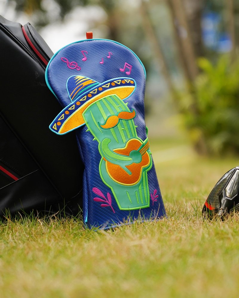 Big Teeth Mexican Style Driver Headcover, Funny Golf Club Head Cover Driver Headcover, Funny Cactus Guitar Player, Golf Club Driver Covers Blue Color