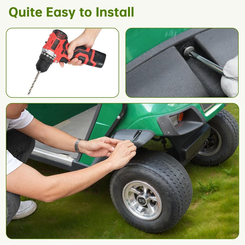 Golf Cart 4Pcs Fender-Flares Fits EZGO-TXT 1996-2013, Heavy-Duty ABS Mud Guard Kit with Reflectors, Scratch-Resistant & Weatherproof, Easy Installation with Hardware