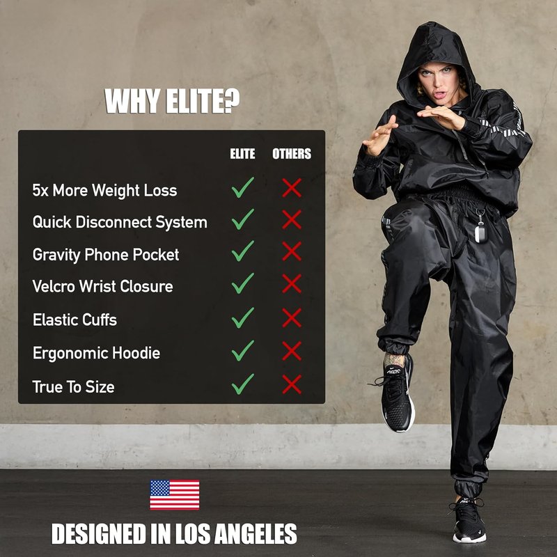 Sauna Suit for Weight Loss - Elite Sports Full Body Workout Hoodie for Men & Women | Boxing, MMA, Gym