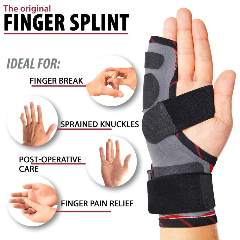 ORTONYX Pinky Finger Splint Wrist Immobilizer Brace - Boxer Fracture for 4th & 5th Finger, Ulnar Gutter Support, Metacarpal Tunnel Syndrome, Breathable & Adjustable for Left or Right Hand / KB434 Gray