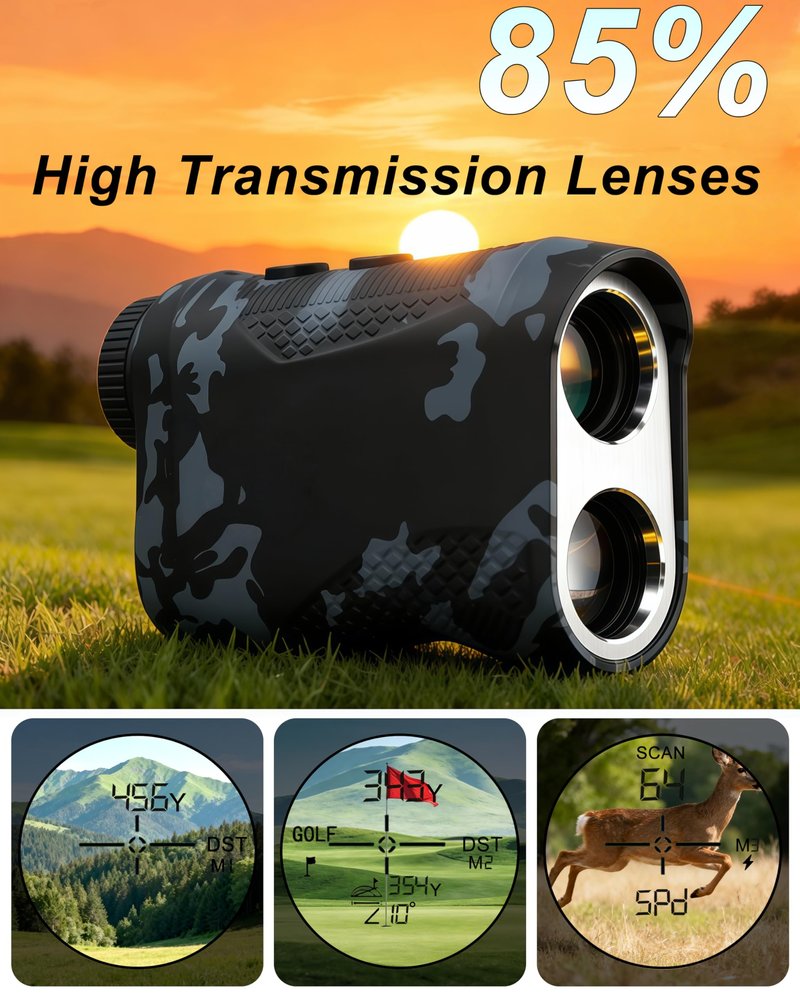Lensalyx Golf Rangefinder with Slope Switch, 1200 Yards Range Finder Golfing with Flag Lock, 7X Magnification,Flag Pole Locking with Pulse Vibration, Rechargeable,Golf Accessories for Men