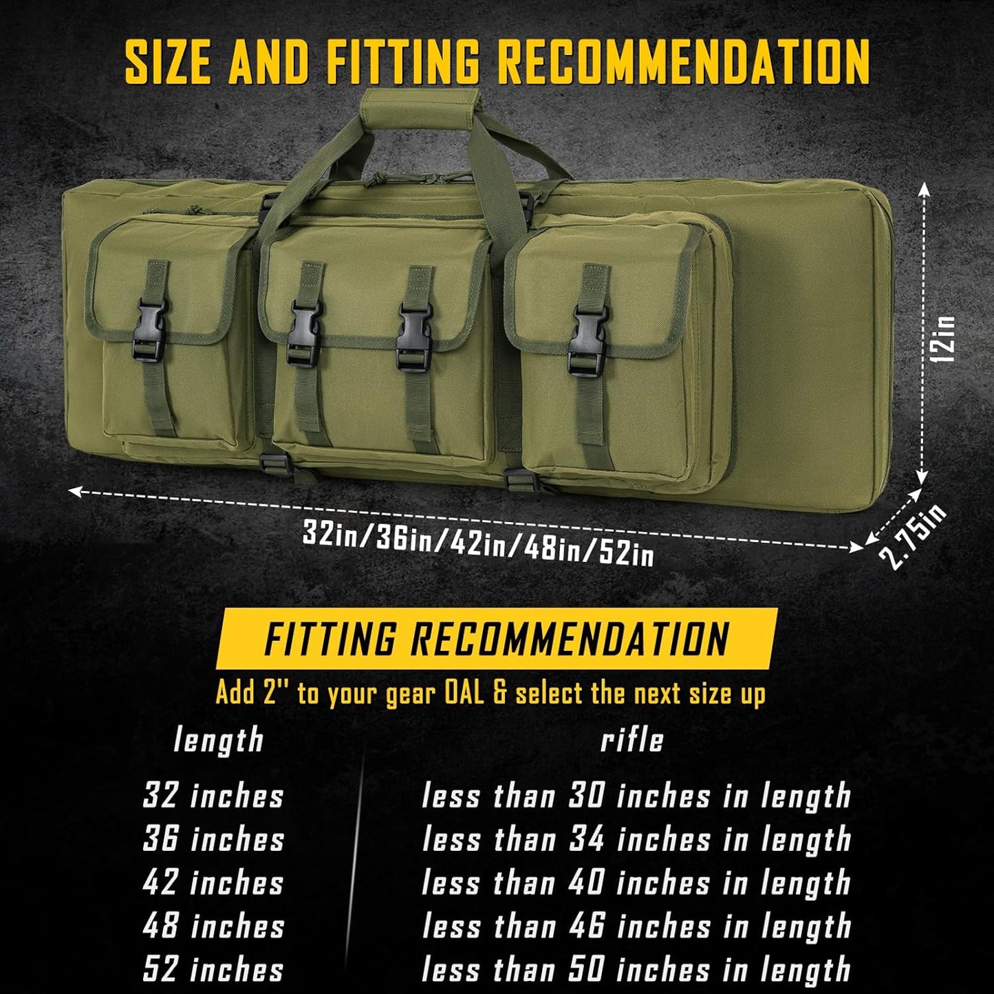 Double Rifle Case - Soft Gun Bag for Rifles & Pistols | Tactical Storage Backpack for Hunters & Shooters - 32/36/42/48/52 Inch