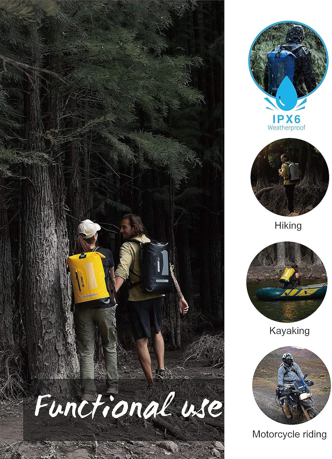 Waterproof Backpack for Men - 20L/30L/40L Floating Dry Bag for Kayaking & Hiking