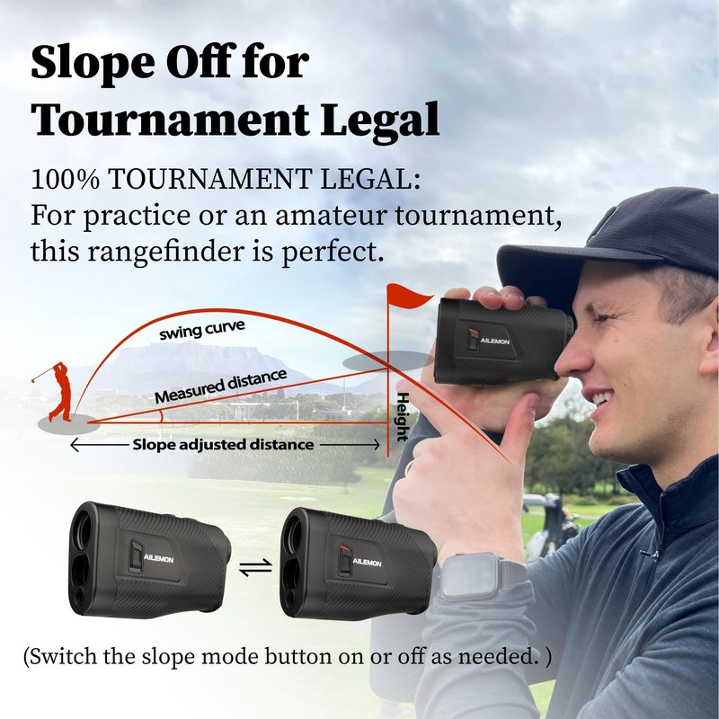 AILEMON Golf Rangefinder with Slope Switch, Flag Pole Locking with Pulse Vibration, 6X Magnification Laser Range Finder Golfing & Hunting, 900 Yards Rangefinders with Magnet Stripe (Black)