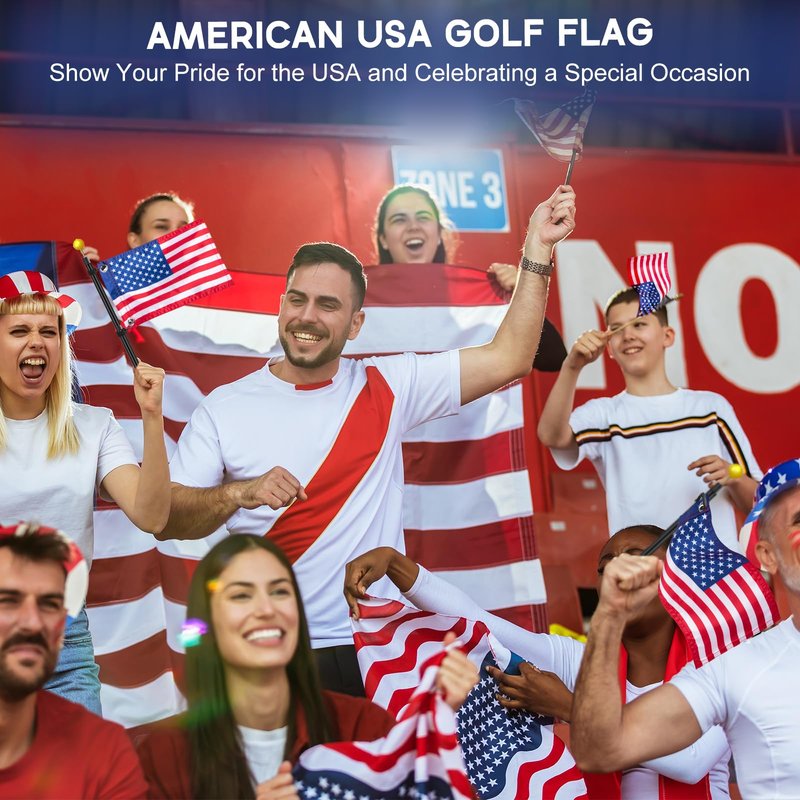 2PCS Golf Cart Flags, Double-Sewn Slik Satin Fabric 6 x 9"Golf Cart Flags, Easy Installation American Flags for Golf Cart, Boat, Bike, American USA Golf Flag with Elastic Strap Bracket