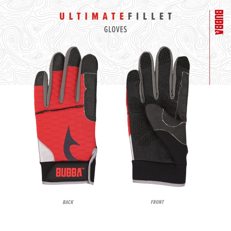 BUBBA Ultimate Fillet Gloves with Cut Resistant Construction and Touch Screen Usability for Fishing, Angling, Boating and Outdoors, Large