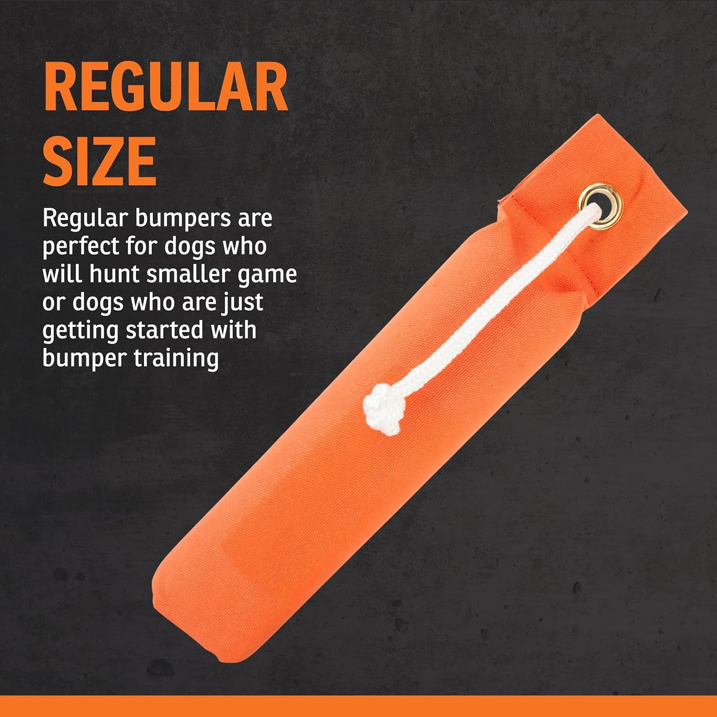SportDOG Canvas Dummies - Durable Hunting Dog Training Tool - Water-Ready Bumper | Standard Size 2.75" W X 12" L - Orange