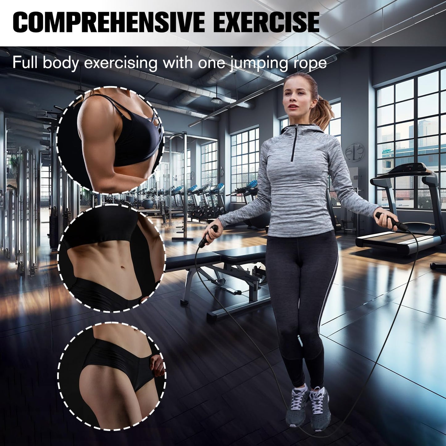 BLEUM CADE Adjustable Jump Rope, Skipping Rope with Ball Bearings, with Foam Handles for Fitness, Home Exercise & Slim Body, for Kids, Men, and Women