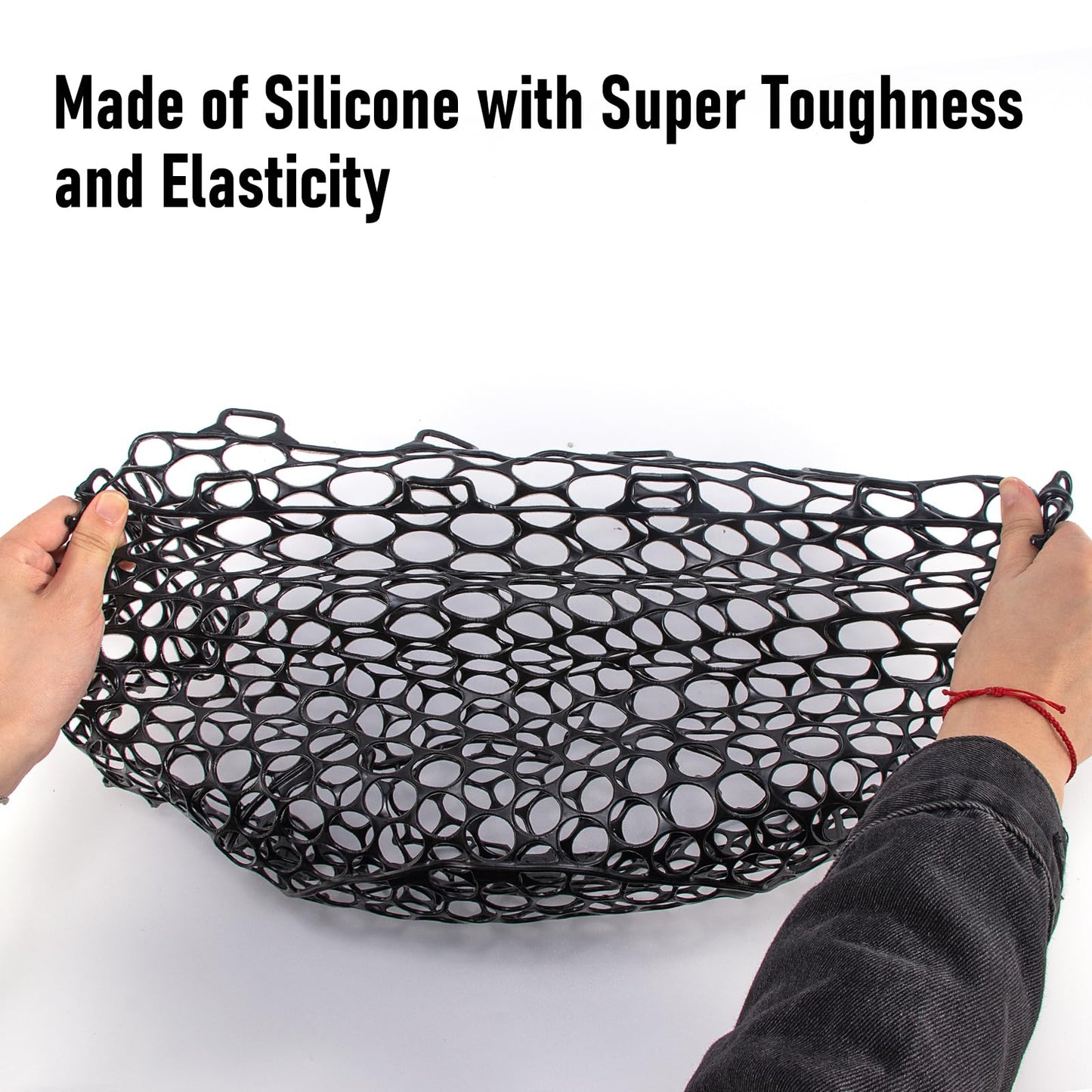 Alwonder Fishing Nets Silicone Replacement Netting, Clear Black Fly Fishing Net Landing Kayak Nets Without Handle for Freshwater Saltwater Foldable Soft Flexible Trout Net Silicone Mesh W3525