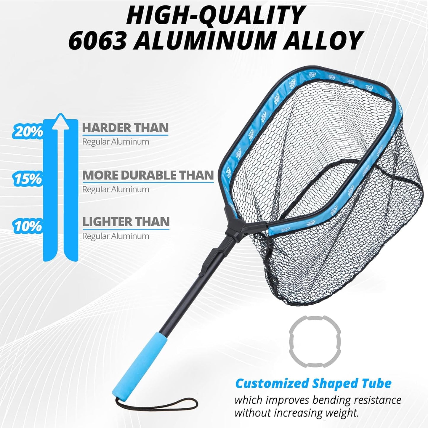 Floating Fishing Net - Collapsible Landing Net with Rubber Coated Polyethylene for Bass & Trout | Ideal for Kayak & Boat Fishing