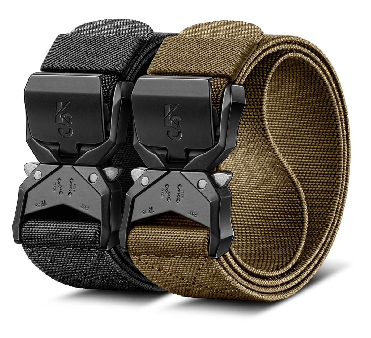 KEMISANT Men Tactical Belt,Stretch Nylon Belt Adjustable for Rigger Military Heavy Duty Work 1.5"-Quick Release(Black/Wood Thrush,42"-46" Waist Adjustable)