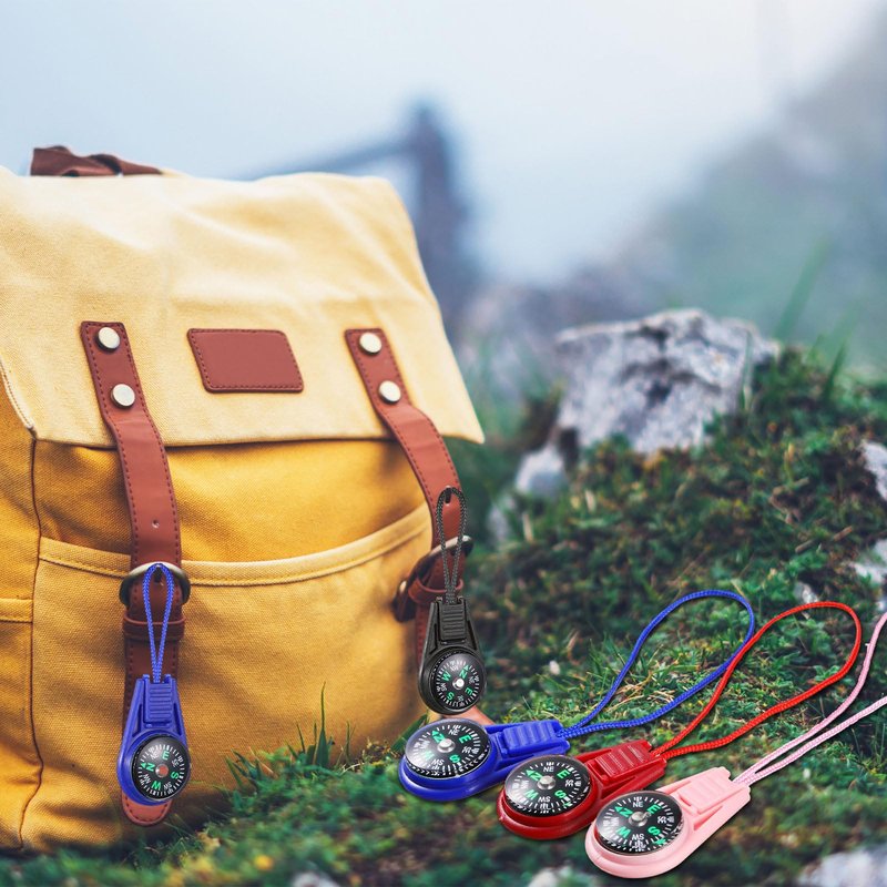50 Pack Compass for Kids Hiking and Survival Small Mini Pocket Compasses Keychain Lanyard Boy Scout Party Favor Toy Set, Bulk