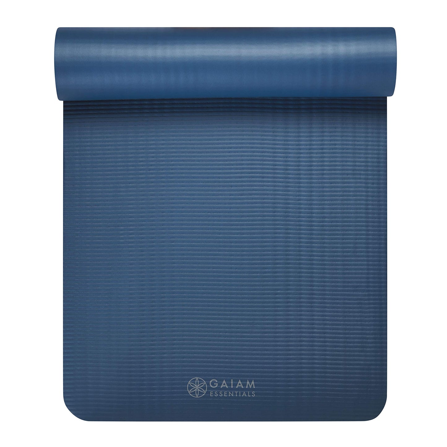 Gaiam Essentials Thick Yoga Mat Fitness & Exercise Mat with Easy-Cinch Carrier Strap, Navy, 72"L X 24"W X 2/5 Inch Thick, 10mm